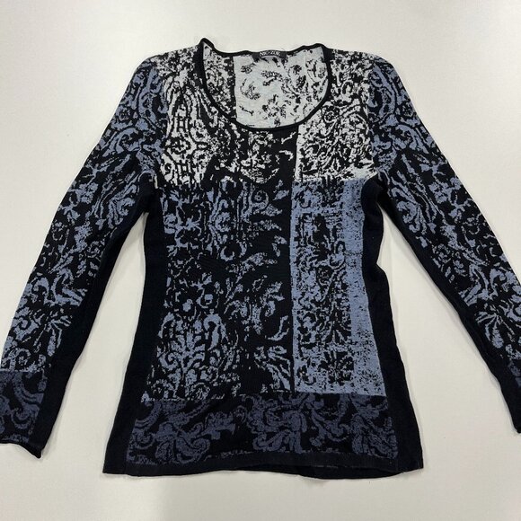 NIC+ZOE Tops - Nic + Zoe size Small Long Sleeve Fitted  Tunic Length Knit Top black blue cream